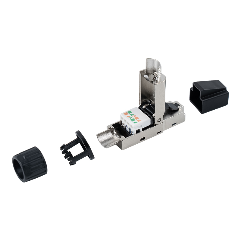 کانکتور RJ45 بدون ابزار محافظ Cat7 (با کلاهک های پلاستیکی در سر و مهره های پلاستیکی در دم) RJ-G50S-2-C7 کانکتور RJ45 بدون ابزار محافظ Cat7 (با کلاهک های پلاستیکی در سر و مهره های پلاستیکی در دم) RJ-G50S-2-C7