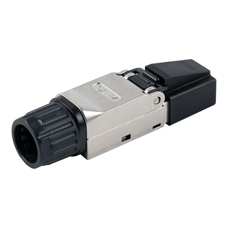 کانکتور RJ45 بدون ابزار محافظ Cat7 (با کلاهک های پلاستیکی در سر و مهره های پلاستیکی در دم) RJ-G50S-2-C7