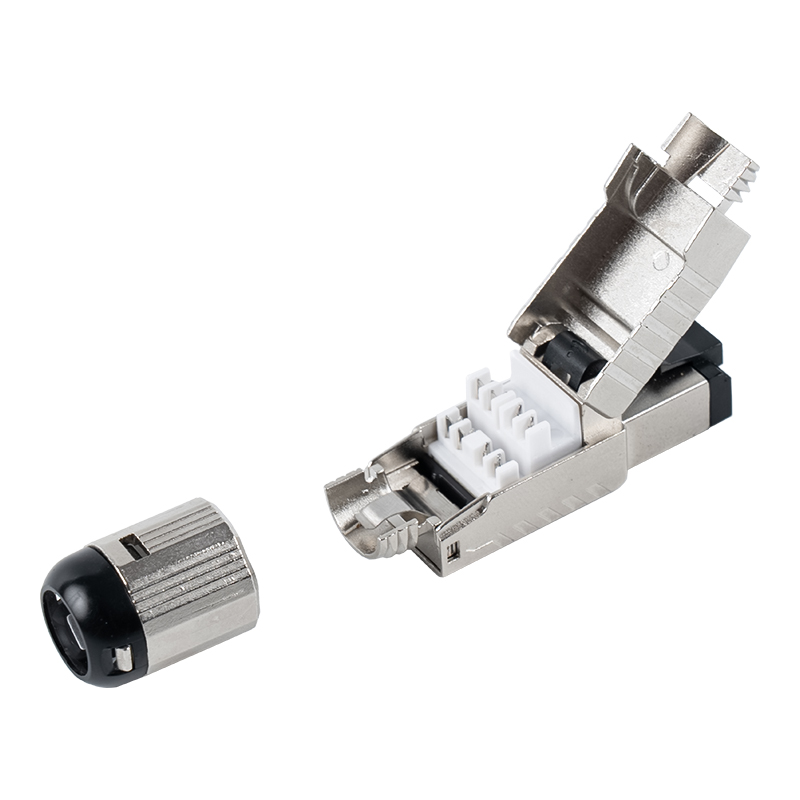 کانکتور RJ45 بدون ابزار محافظ Cat7 (با گیره فنر پلاستیکی مشکی) RJ-G60S-1-C7 کانکتور RJ45 بدون ابزار محافظ Cat7 (با گیره فنر پلاستیکی مشکی) RJ-G60S-1-C7
