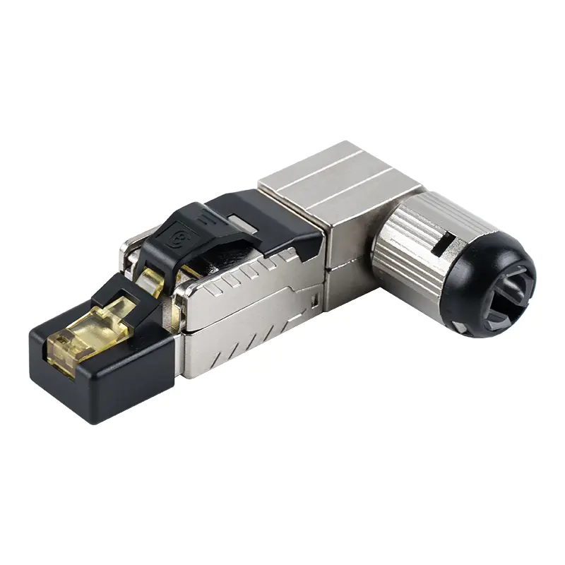 کانکتور RJ45 بدون ابزار محافظ Cat7 (زاویه 90 درجه در انتهای) RJ-G90S-1-C7